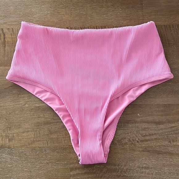 Charlie Holiday Ruby High-Waisted Bikini Bottoms Pink Ribbed NWOT - Picture 8 of 15